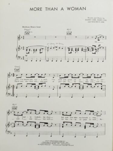 Bee Gees More Than A Woman Piano Guitar Vocal Sheet Music g4 - Picture 2 of 2