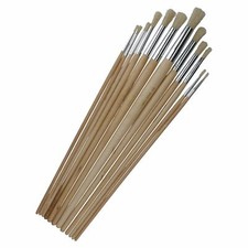 12pc Artist Craft Brushes Round Head Wooden Handles Paint Brushes TE582