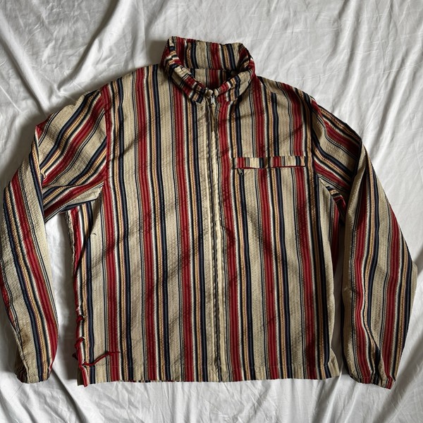 Vintage 60s Martin of California Stripe Jacket sz Medium Talon Zipper Stow Hood