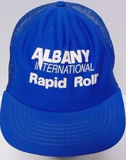 Vtg 1980s ALBANY INTERNATIONAL ADVERTISING SNAPBACK TRUCKER HAT MADE IN THE USA