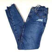 Good American Women’s Jeans 0/25 Skinny Dark Wash Distressed GLPB367T #2932