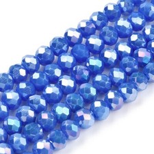 Z Lot of 10 str AB Faceted, Rondelle BLUE Transparent Glass Beads 4MM H3