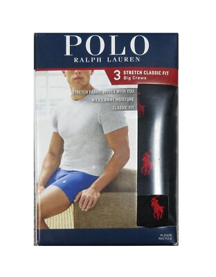 Polo Ralph Lauren Big & Tall Black Crew-Neck Stretch Classic Fit T-Shirt 3 Pack