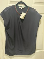 VINTAGE 80's Alfred Sung Silk Popover Top. Size 8. Shoulder Pads