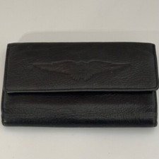 Vintage Genuine Leather Harley Davidson Tri-fold Black Embossed Logo Wallet