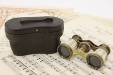 Antique Mother of Pearl Opera Glasses-Leather Case