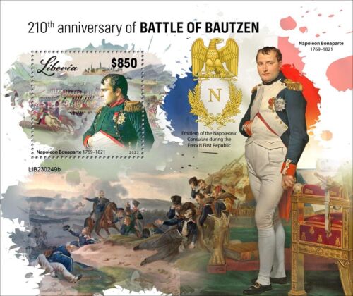 Napoleon Bonaparte 210 Years since Battle of Bautzen MNH Stamps 2023 Liberia S/S - Afbeelding 1 van 1