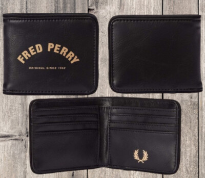 Fred Perry Arch Branded Billfold Geldbörse L1258 Schwarz Herren Geldbörse Geschenk
