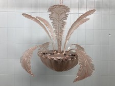 Antico Lampadario A 3 Lumi in vetro Rosa di Murano Barovier & Toso Anni 40