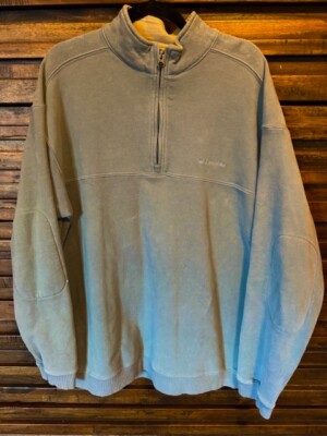 Columbia Mens Light Blue Quarter Zip Sweatshirt Sweater Pullover Size LRG EUC