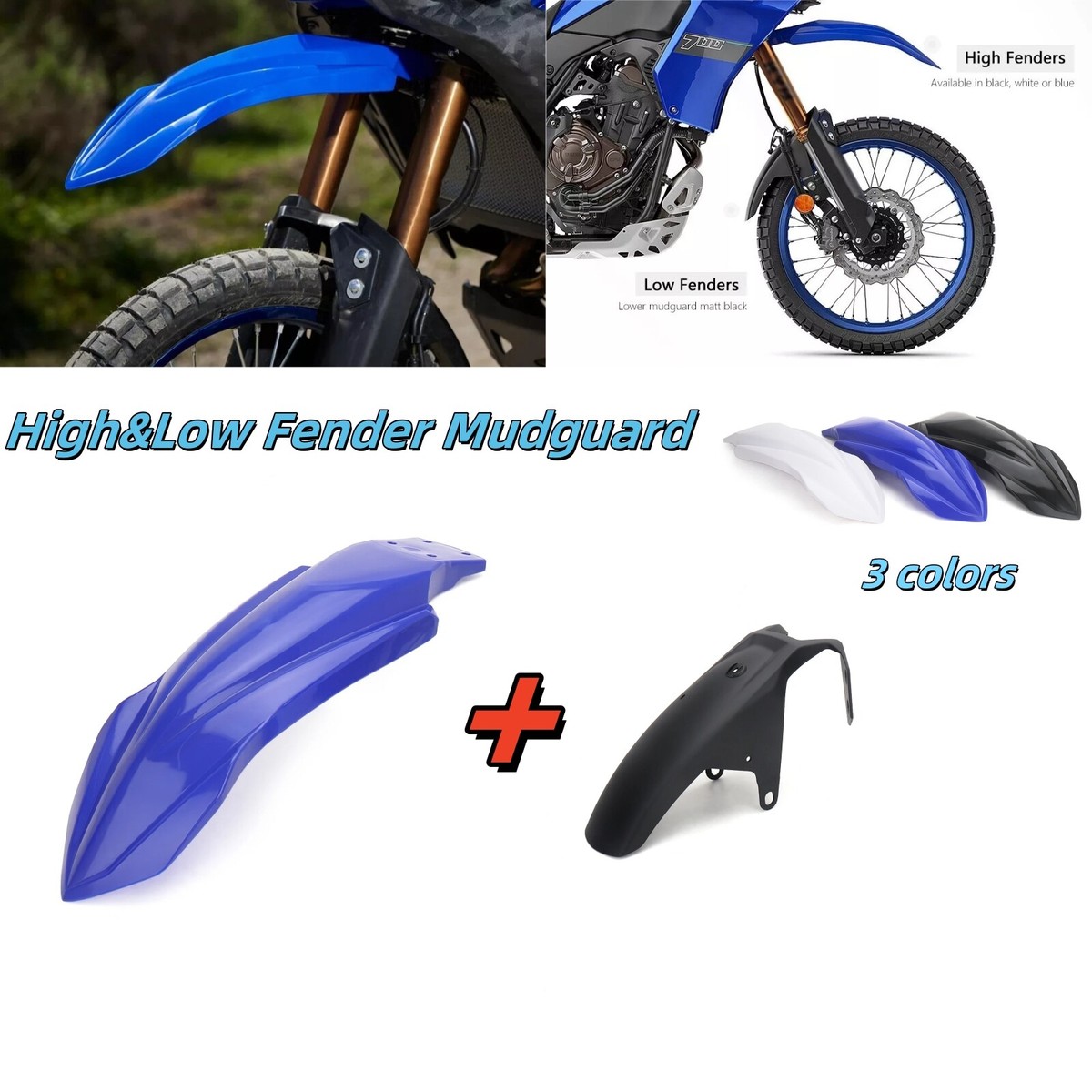 TENERE700 Front Wheel Upper Cover Hugger Fender Beak Nose Cone Extension Cowl Black For Yamaha - View #10