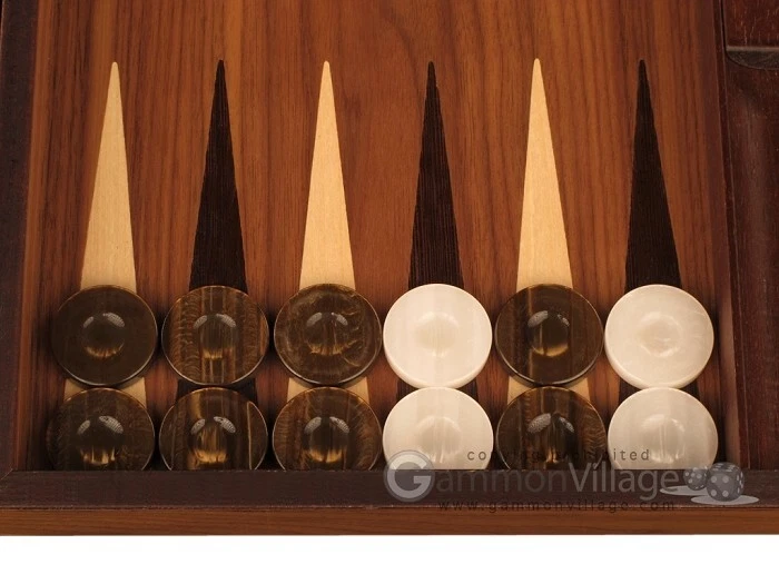 Free Shipping! Open Box! 19" Manopoulos Handmade Wood Backgammon Set - Walnut - Image 3 of 4