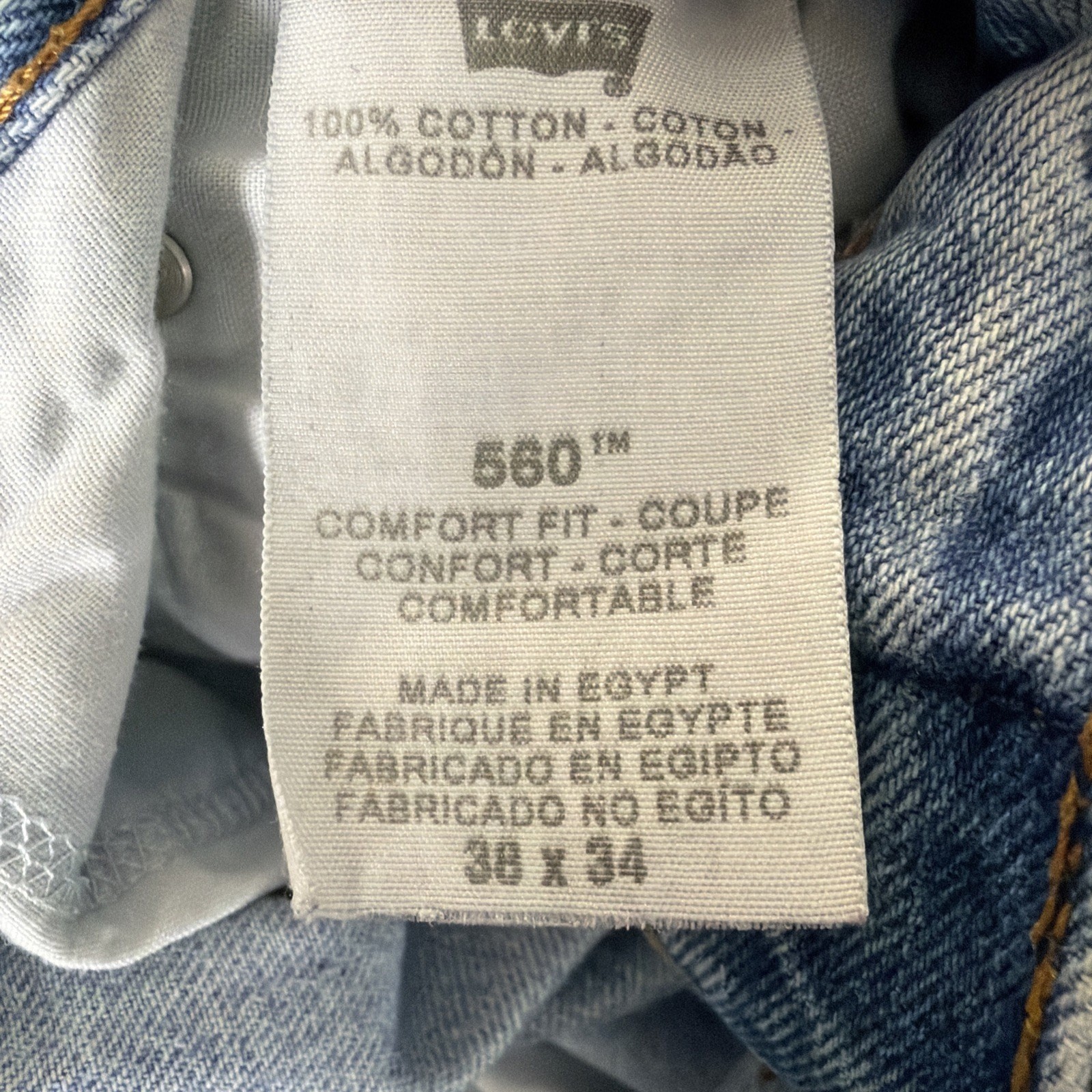 Levis 560 Jeans Mens 38x34 Blue Denim Loose Fit Baggy Skater Distressed Y2K Rave thumbnail 5