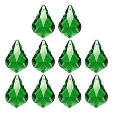 K9 Crystal Teardrop Beads, 10 Pack 38mm Chandelier Prisms Leaf Green