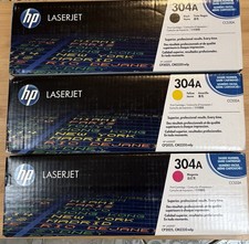 HP 304A CC530A CC533A CC532A Genuine Printer Toner Cartridge Lot Of 3 Sealed