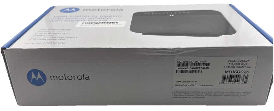 Motorola MD1600 VDSL2/ADSL2+ Modem and AC1600 WiFi Gigabit Router - Black - Image 2 of 4