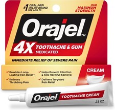 Orajel 4X for Toothache Gum Pain: Severe Cream Tube 0.33oz- From Oral Pain ...