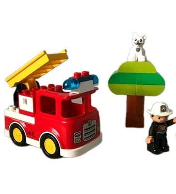 Lego Duplo 10901 Fire Truck Complete Set Firefighter Fireman Boy Cat Tree