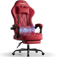 Krzesło gamingowe, ergonomiczne krzesło dla gracza z masażem lędźwiowym, krzesło PC, 150 KG, czerwone