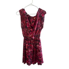 Alice + Olivia 100% Silk Belinda Mini Dress Red Dye Pattern Sz XS Sleeveless