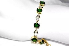9 ct Gold Chrome Diopside Bracelet – Russian Green – 7–8" Adjustable – 6.45 g