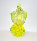 Fenton Glass Topaz Yellow Vaseline Sea Sprite Water Nymph Figurine by WVG Glows