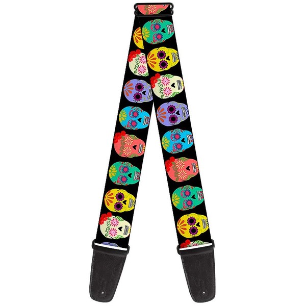 Guitar Strap - Painted Sugar Skulls Black/Multi Color (Us Import) Acc Neu-image