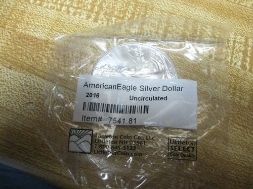 2016 American Eagle Silver Dollar Unc in Littleton wrapper 1 ounce of silver