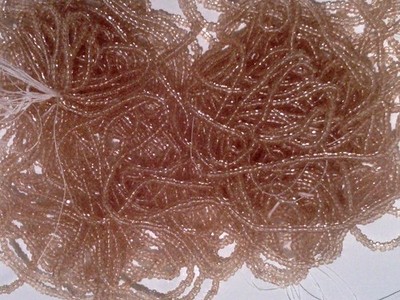 Vtg 2 HANKS TRANSPARENT TOPAZ GLASS SEED BEADS JEWELRY #031912u CLOSE OUT