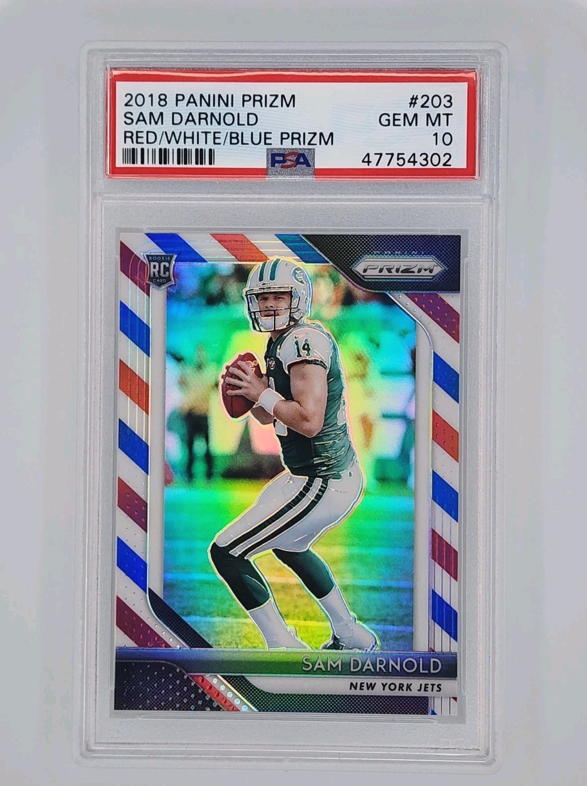 2018 Prizm Sam Darnold #203 RC Red White & Blue Prizm PSA 10 💎 Super Bowl LX 🏆