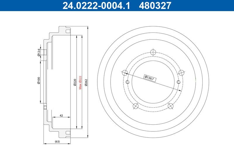 Tambours de frein ATE Suzuki 43511-81A00 en fonte d'acier haute performance, lot de 2