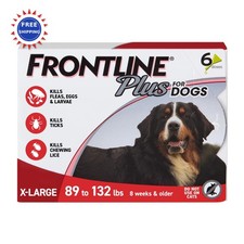 Flea and Tick Treatment for Dogs 89-132 lbs 6 Doses FRONTLINE Plus Extra Large