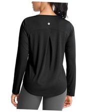 Lightweight Long Sleeve Workout Tops for Women Breathable Active Small Black