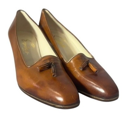 Reed Evins Made in Italy Brown Leather Tassel Pumps- Vintage Sz 6