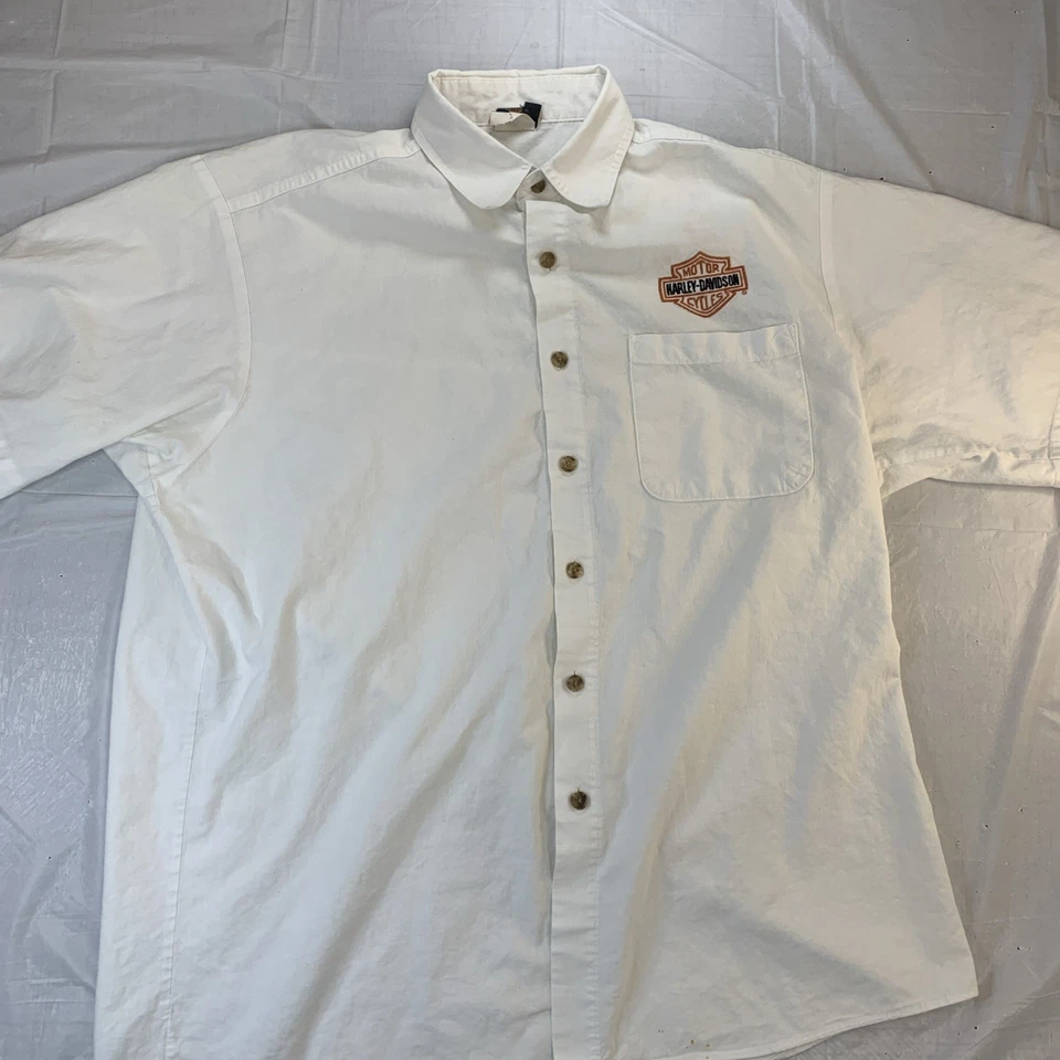 Camisa Harley Davidson Garage Shop Mecánica Botón Manga Corta Hombre’s Talla Grande Foto 2 de 4
