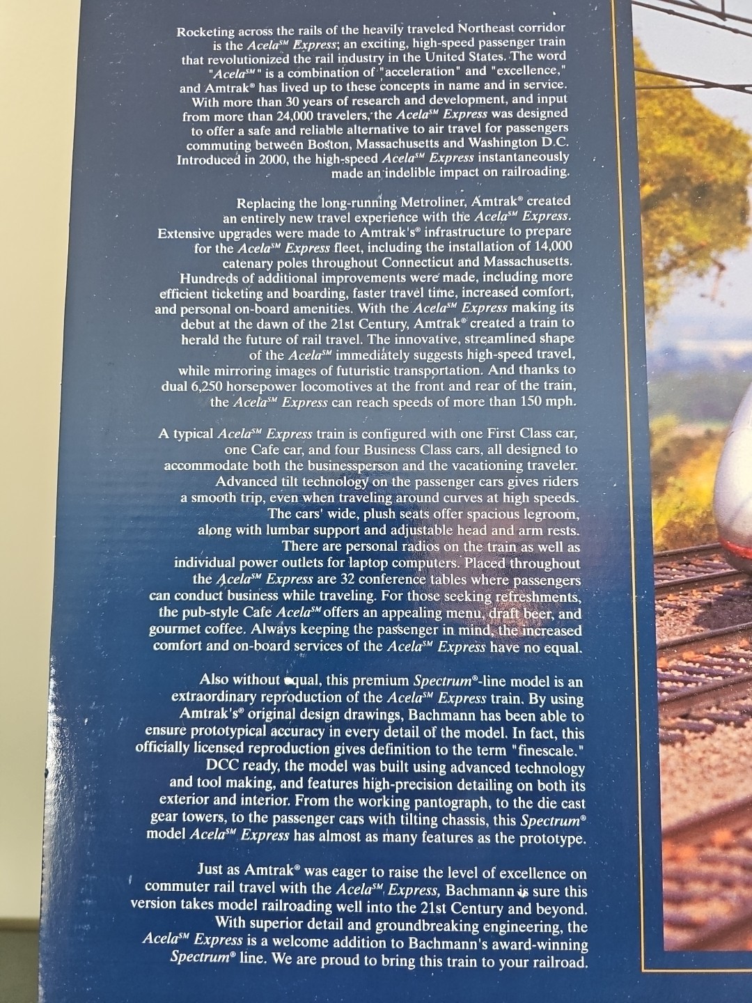 BACHMANN #01202 Spectrum Scale Amtrak Acela DCC Model Train Set With Box