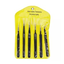 Anti-static Tweezers Set Precise Tweezers Stainless Steel Tips 6 Pieces