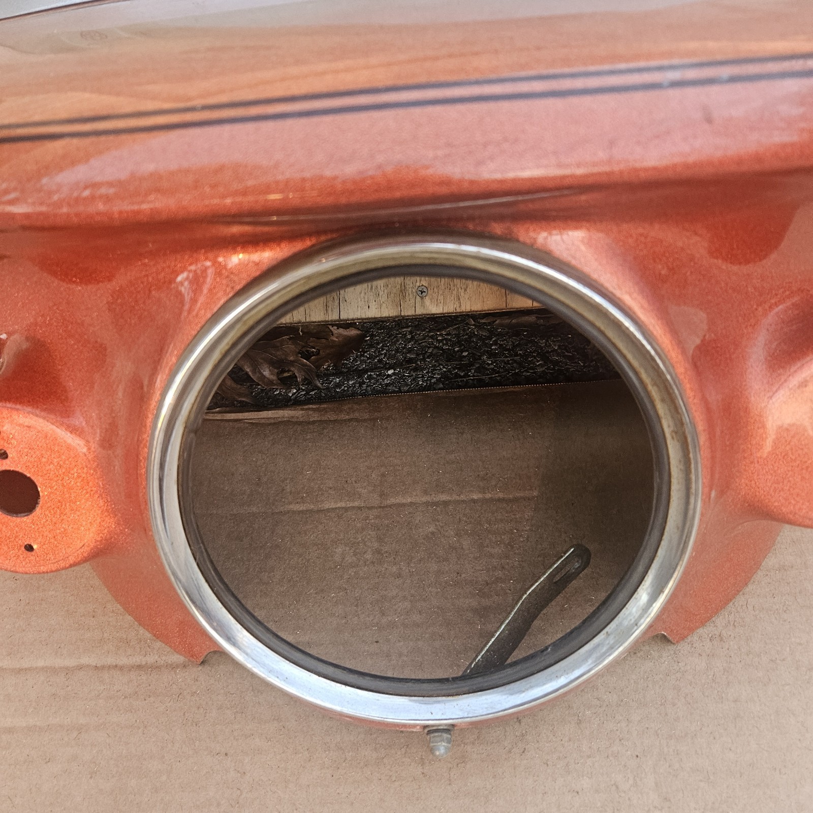 Vtg Motorcycle Fairing Flake Sunrise Orange Windshield Honda CB750           