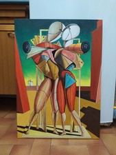 Quadro DIPINTO A MANO Ettore e Andromaca de Chirico olio su tela 70x50  Buzzoni