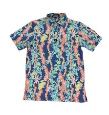 NEW Bad Birdie Core Golf Polo Shirt Floral Lei'd Short Sleeve Mens Size M