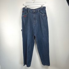 Vintage FUBU The Collection Mens Dark Wash Denim Y2K Carpenter Jeans Size 34x34