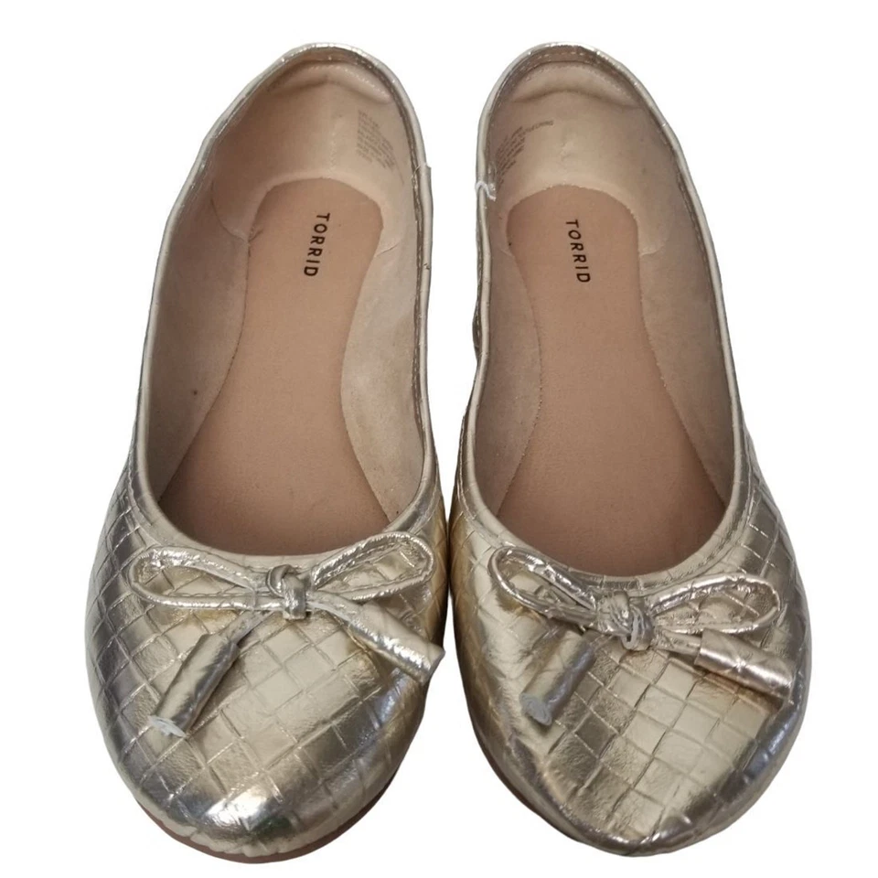 Torrid Shoes Ballet Shoes Ballet Flats Slip On Shoes Bow Ballet Flats 9.5W Gold - Изображение 3 из 4