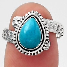Adjustable Natural Peruvian Opalina 925 Sterling Silver Ring s.8 Jewelry R-1627