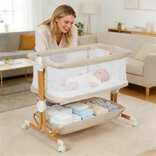 Portable Baby Newborn Bassinet Bed Cribs Infant Bedside Sleeper with Basket