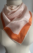 Vintage A Paris Scarf White, Orange Polka Dot Made In Japan 27  Square Acetate