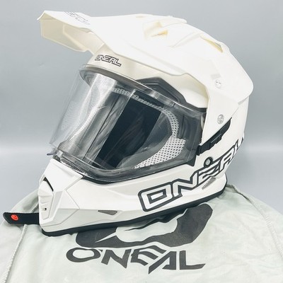 O'Neal Sierra II Helmet Dual Sport Motocross Dirtbike Flat White Large With Bag