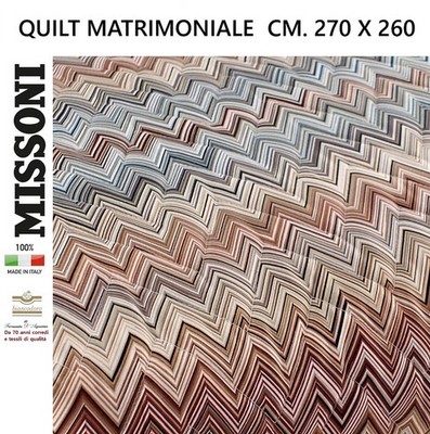 MISSONI quilt bedspread zig-zag satin 100% cotton double