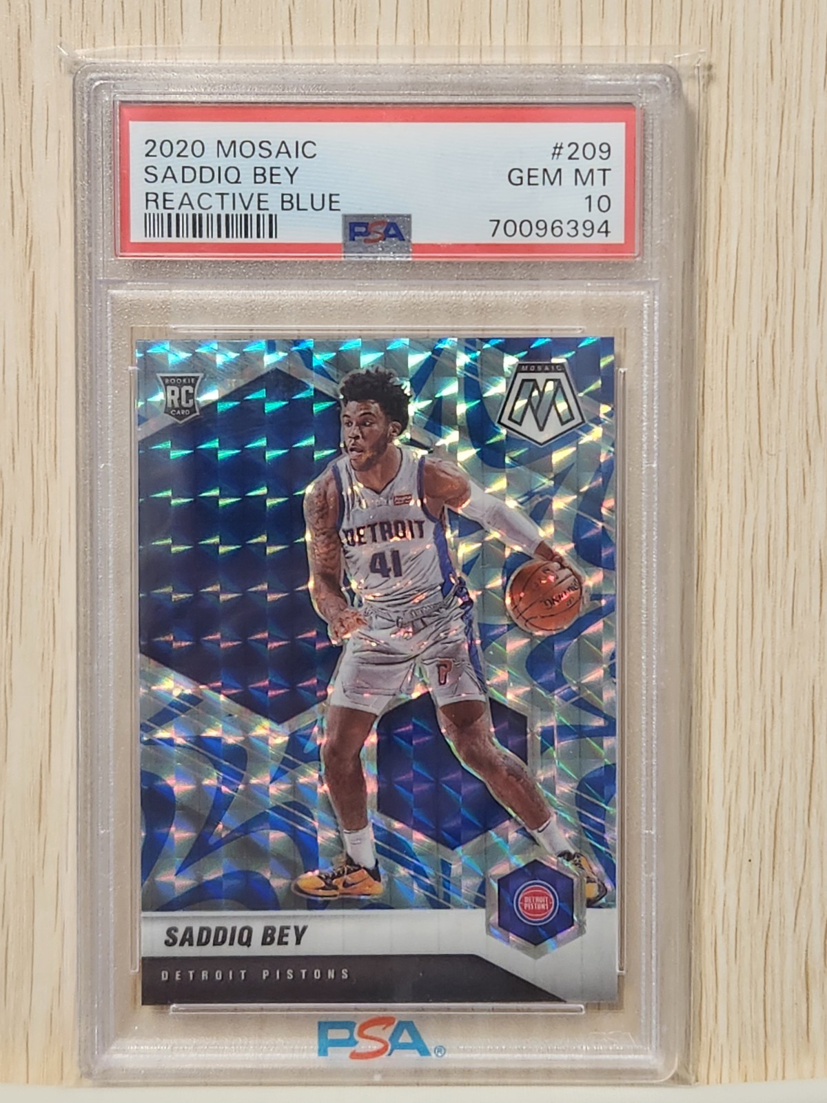 2020-21 Panini Mosaic Saddiq Bey #209 Reactive Blue Prizm (RC) PSA 10