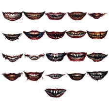 21 Sheets Tattoo Stickers Masquerade Halloween Horror Prank Props Spooky Style