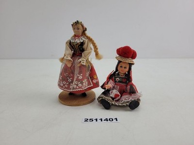 2x Trachtenpuppen Mädchen Volkstracht Stoff Schwarzwald Mini Figur Deko #2511401